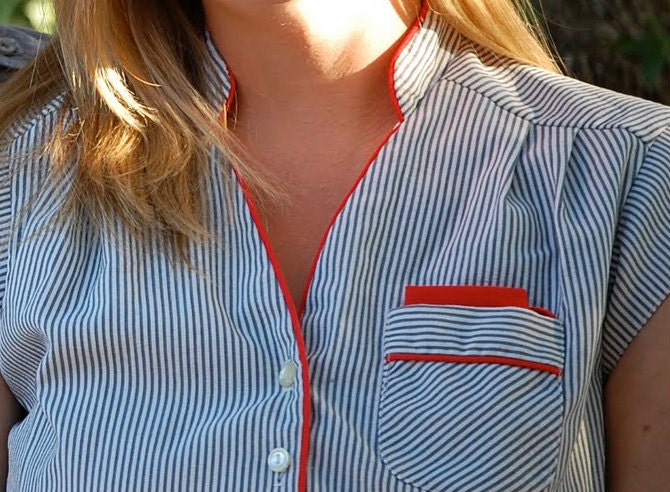 Vintage dress, red white and blue