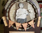 Antique Clock Case Assemblage VIntage Shadow Box Clock Case Shadowbox Art  Mixed Media Assemblage Vintage Collage