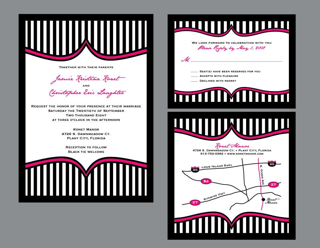 Vintage - Antique Carnival Circus Layered Stripe Wedding Invitation Set with address labels