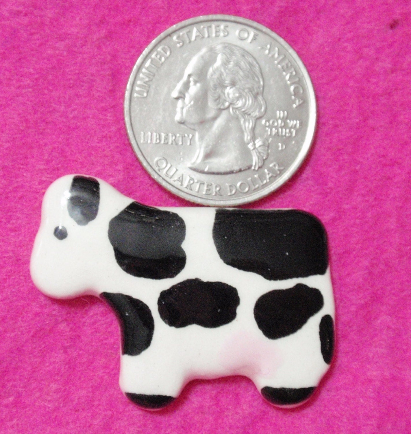 4 Cute Black and White Ceramic Cows Recycled Perfect for Scrapbooking Mixed Media Art Jewelry or Mosaics