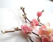 cherry blossom hair accessories - SAKURA - pink bridal flower hair clip
