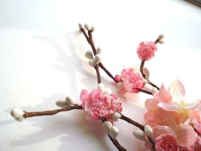cherry blossom hair accessories - SAKURA - pink bridal flower hair clip
