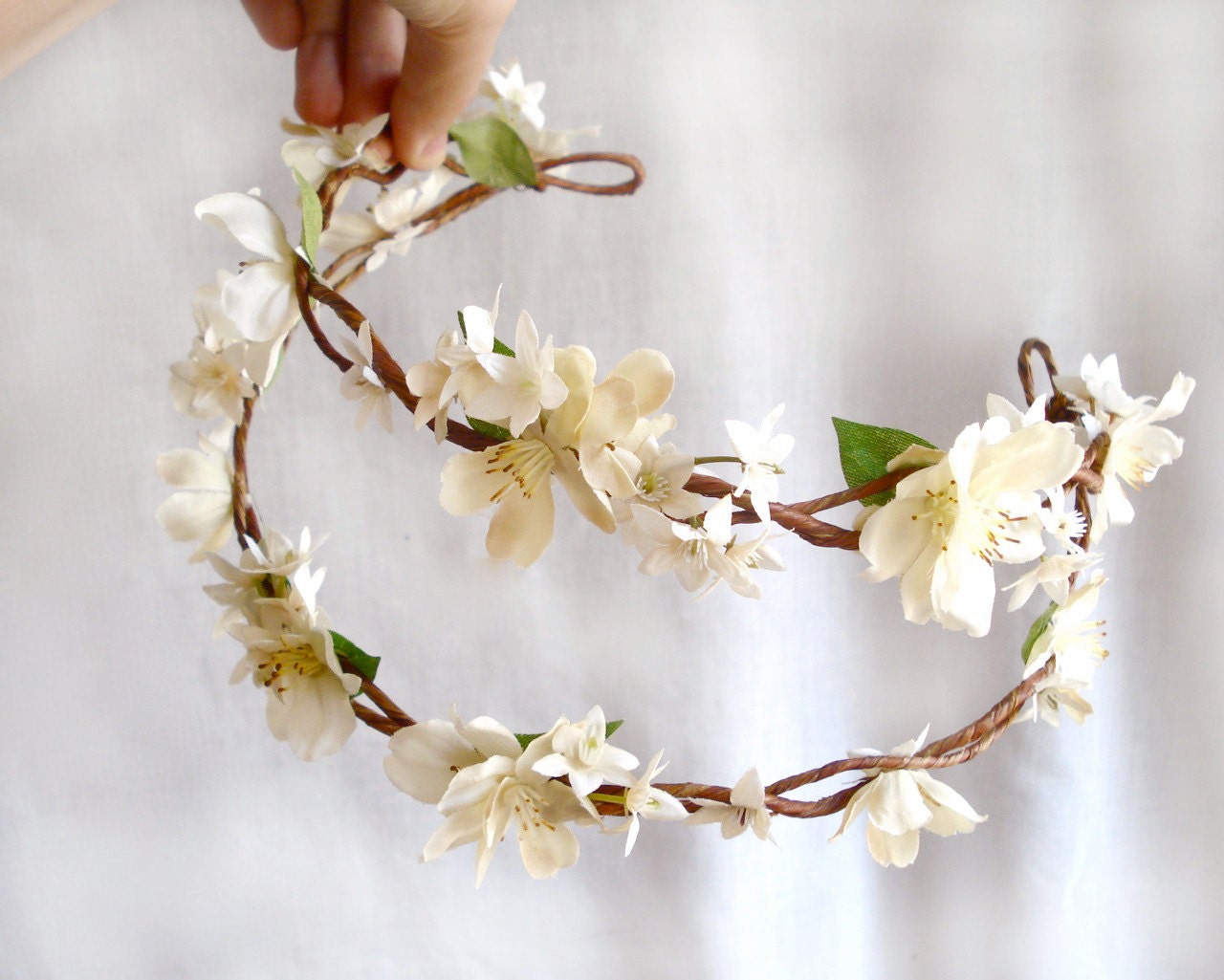 ivory wedding head piece rustic chic - BO PEEP -  flower head wreath