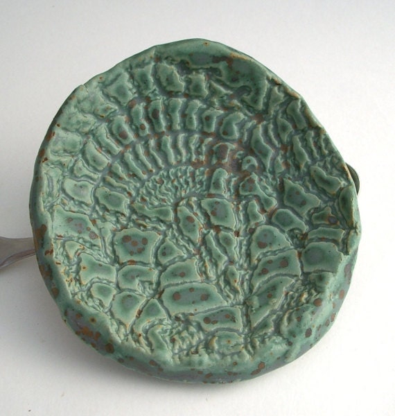 Small Ceramic Dish with vintage doily imprint