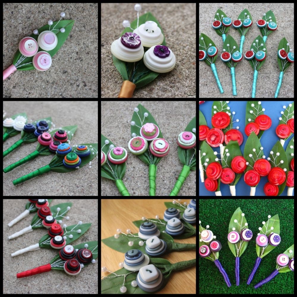 Custom Button Boutonniere - Your Colors