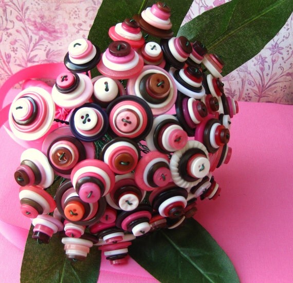 Reserved for Coley7916 - SALE - Chocolate Covered Strawberry Bridal Button Bouquet and Boutonniere