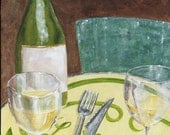 Paris Cafe Table painting-  Cafe du Marche Rue Cler Paris art  print of original painting