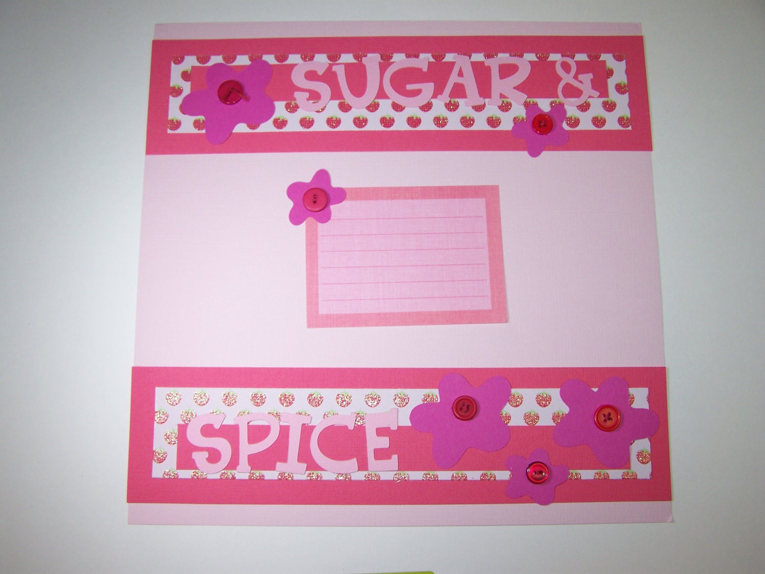 Sugar and  Spice - Girl Theme - Premade Scrapbook Page Borders with Journal Box