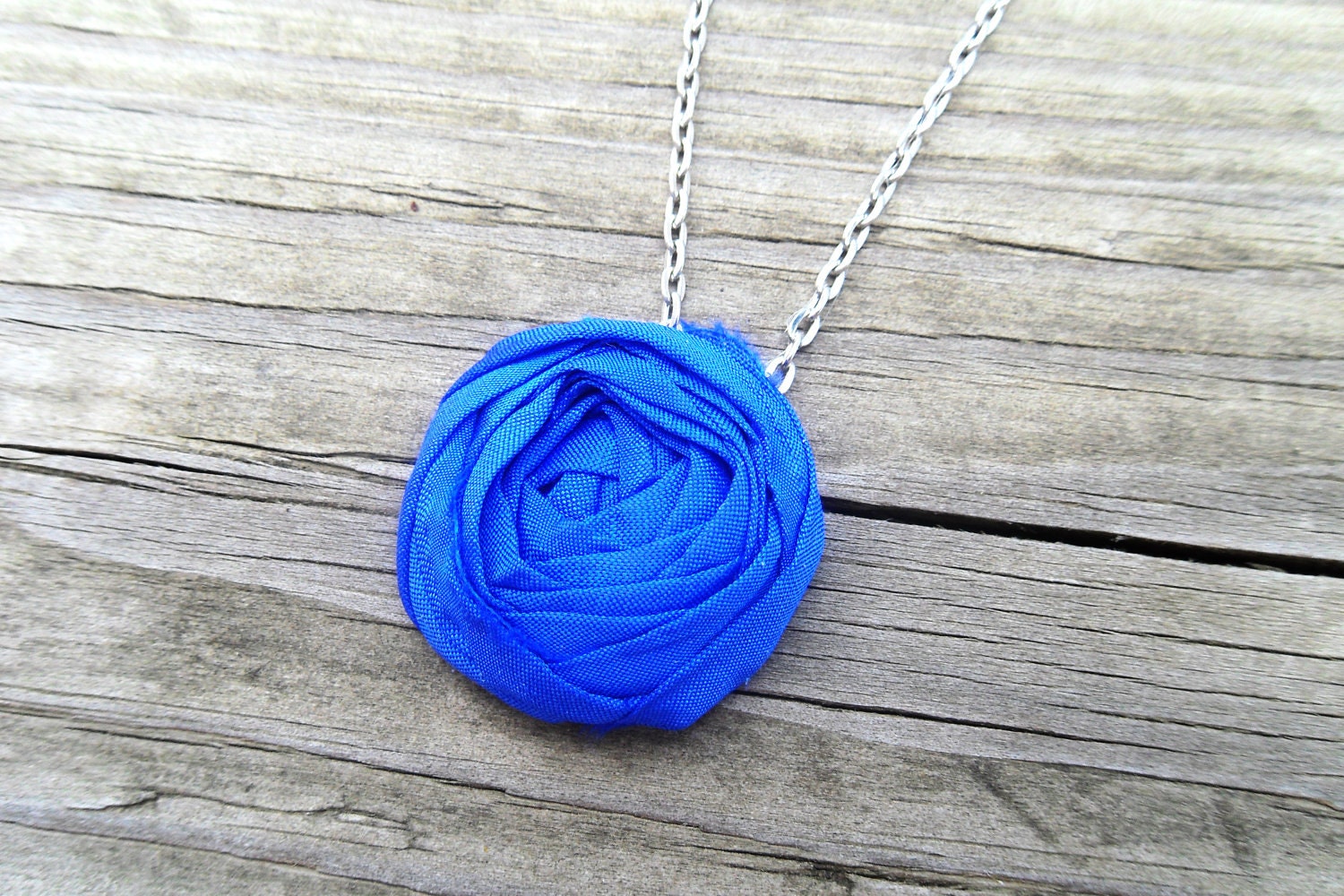 Royal Blue Rosette Necklace