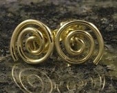 Little Gold Earrings / Small Solid 10K Gold Post Earrings / Swirl Spiral Simple Classic Tiny Tribal Small Studs