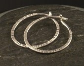 Silver Hoop Earrings / Hammered Simple Sterling Silver Textured Minimalist Small Sleeper Hoops