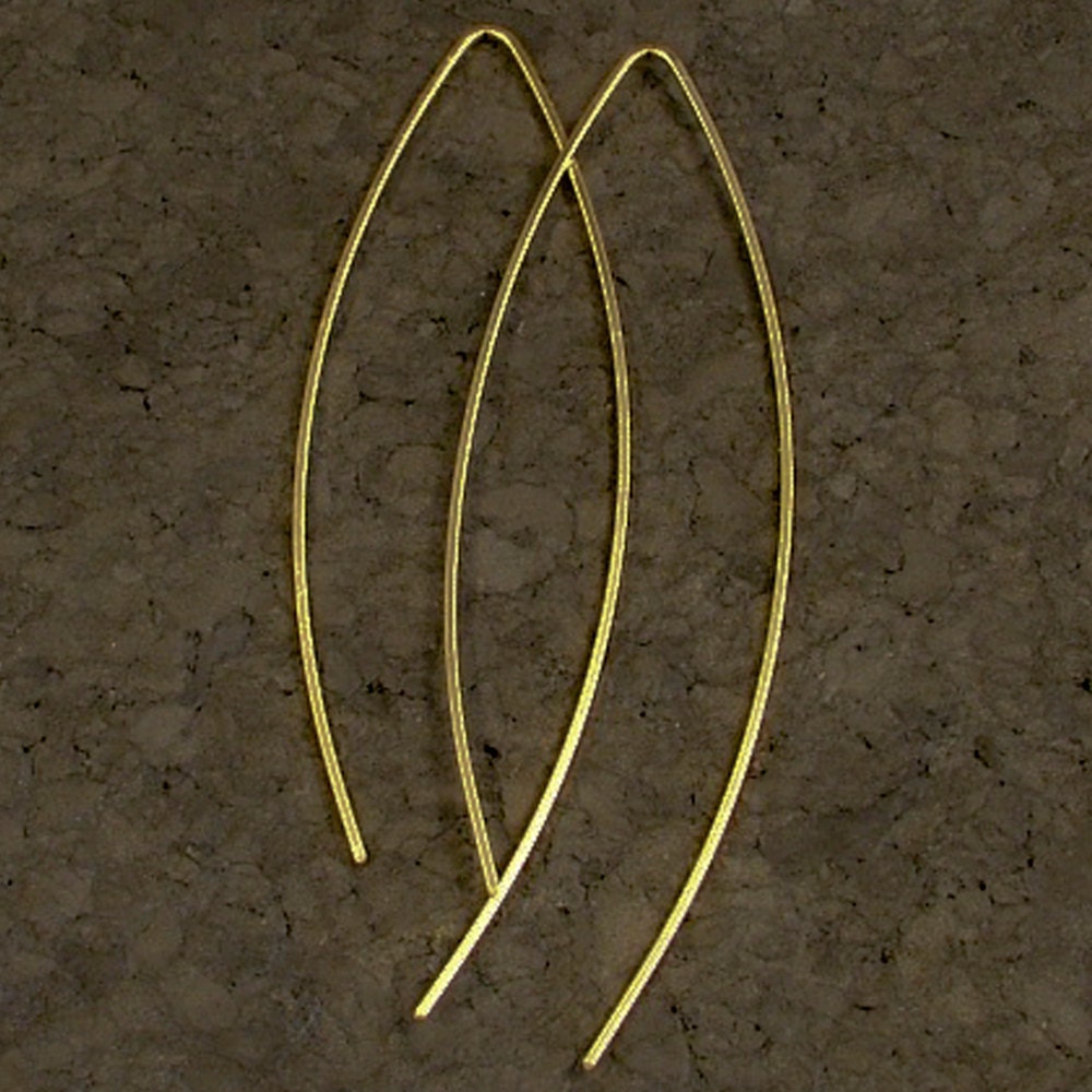 Long Gold Earrings / Sleek and Elegant Golden Dangles / Simple Metal Curves of Elegance / Minimalist Beauty