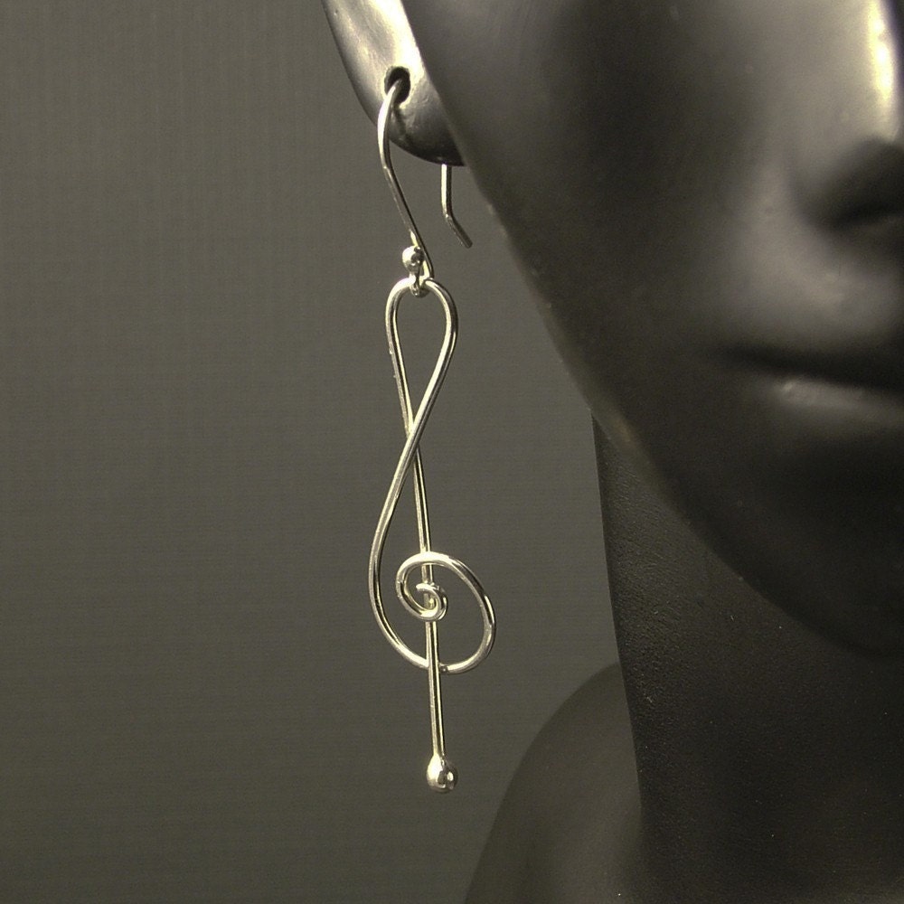 Sterling Silver Earrings / Musical Dangles / Music to My Ears / A Rockn Metal Design - Sweet Sweet Music