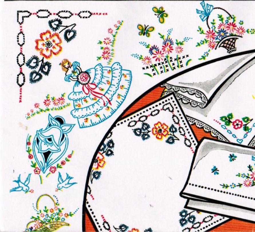 1950s Vogart 281 UNCUT Embroidery Transfer Pattern Assortment of Exciting Motifs for Varied Uses