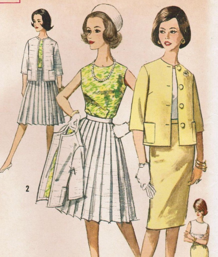 Vintage 1962 Simplicity 4400 UNCUT Sewing Pattern Misses' Blouse, Jacket and Skirts Size 18 Bust 38
