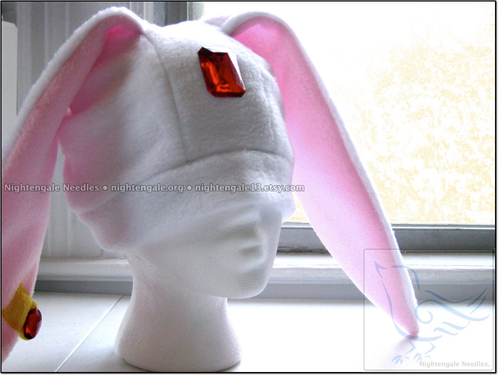 Mokona Bunny Ear CLAMP Hat - White Ruby Cosplay Hat
