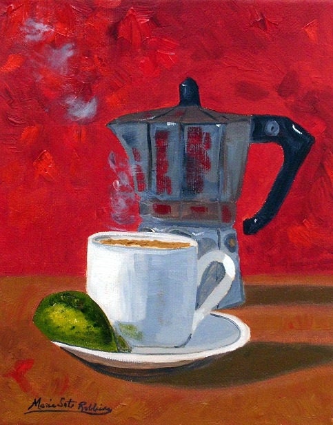 Cuban Coffee and Lime Oil Painting Free Shipping Now