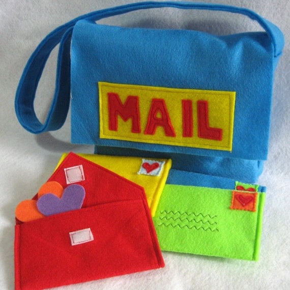 Mail Bag and Working Envelopes for Pretend Play, Custom Order, Choose Your Colors