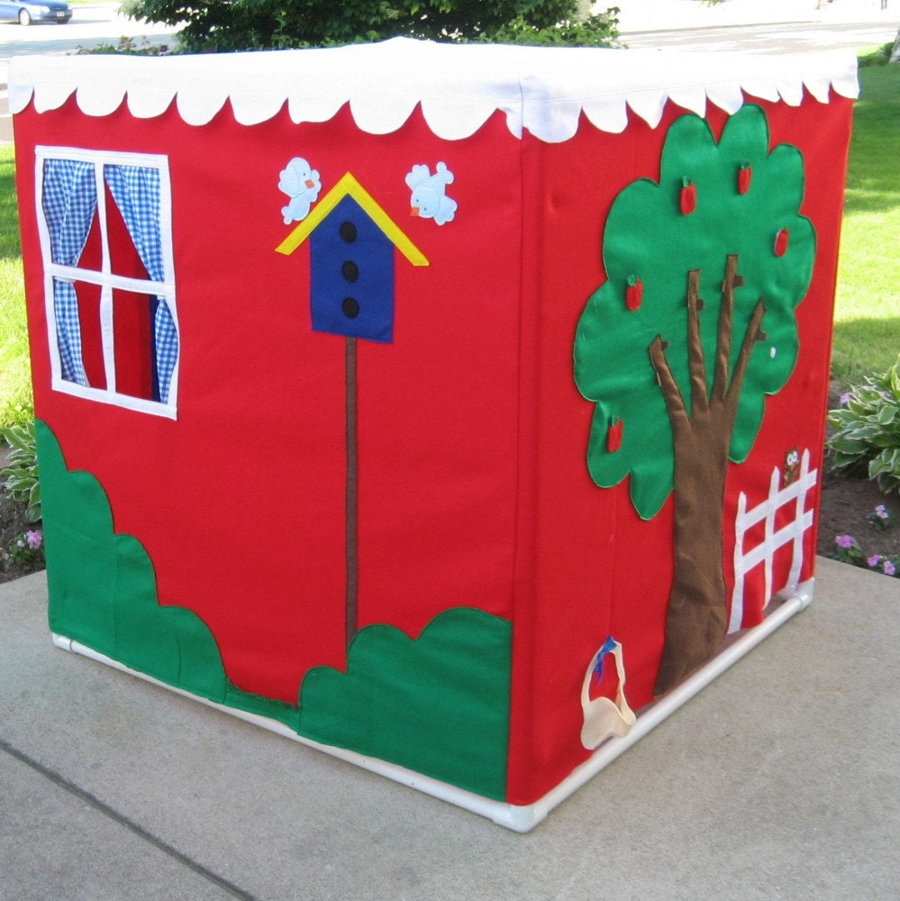 Super Size Bluebird Cottage in Cheeful Red, Personalized, Custom Order
