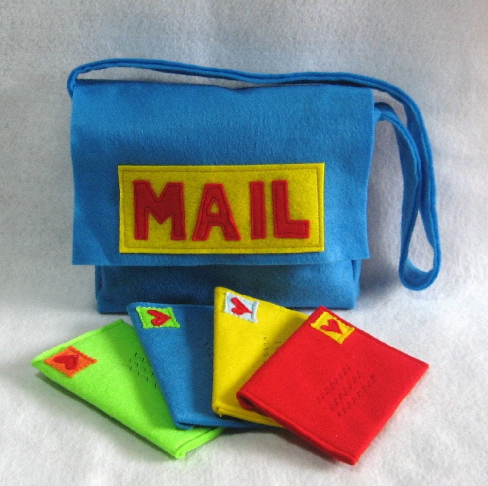Mail Bag and Working Envelopes for Pretend Play, Custom Order, Choose Your Colors