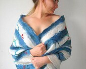 SPRING SALE Felted   Wrap / Shawl Nautical