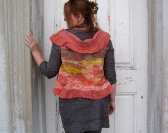 Nuno Felted Silk Bolero Vest  Reversible M or L size