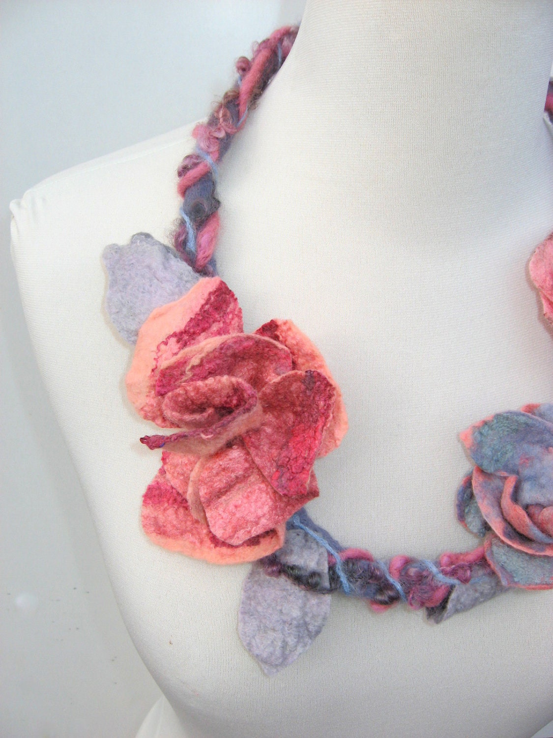 Felted Flower  Necklace for Faeries
