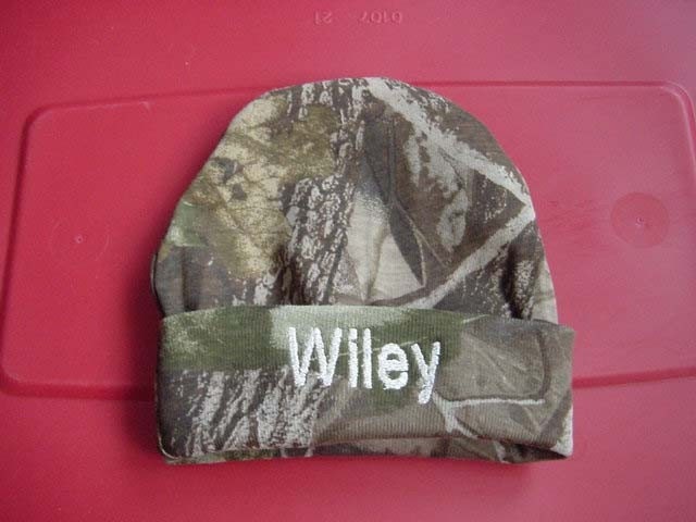 Personalized Infant Newborn Baby Beanie Hat Cap Embroidered Camouflage Camo Mossy Oak for Boy or Girl