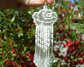 White luster an Silver Sparkling Rose Seed Bead Earrings With Beautiful Swarovski Crystals