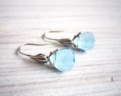 Lili Teardrop Swarovski Earrings in Aquamarine and Silver