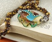Gorgeous Flame Focal Lampwork Bead on Spiral Stitch Chain