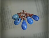 Handmade Glass Dangle / Charms,  Blue Swirl, Set of 5