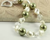 Bridal Bracelet Cream Pearl Sage Green Romantic Wedding Collection