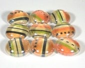Marble Magnets or Push Pins Set - Orange Halloween Stripe