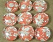 Marble Magnets or Push Pins Set - Flora on Pink