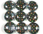 Marble Magnets or Push Pins Set - Halloween Night Polka Dots