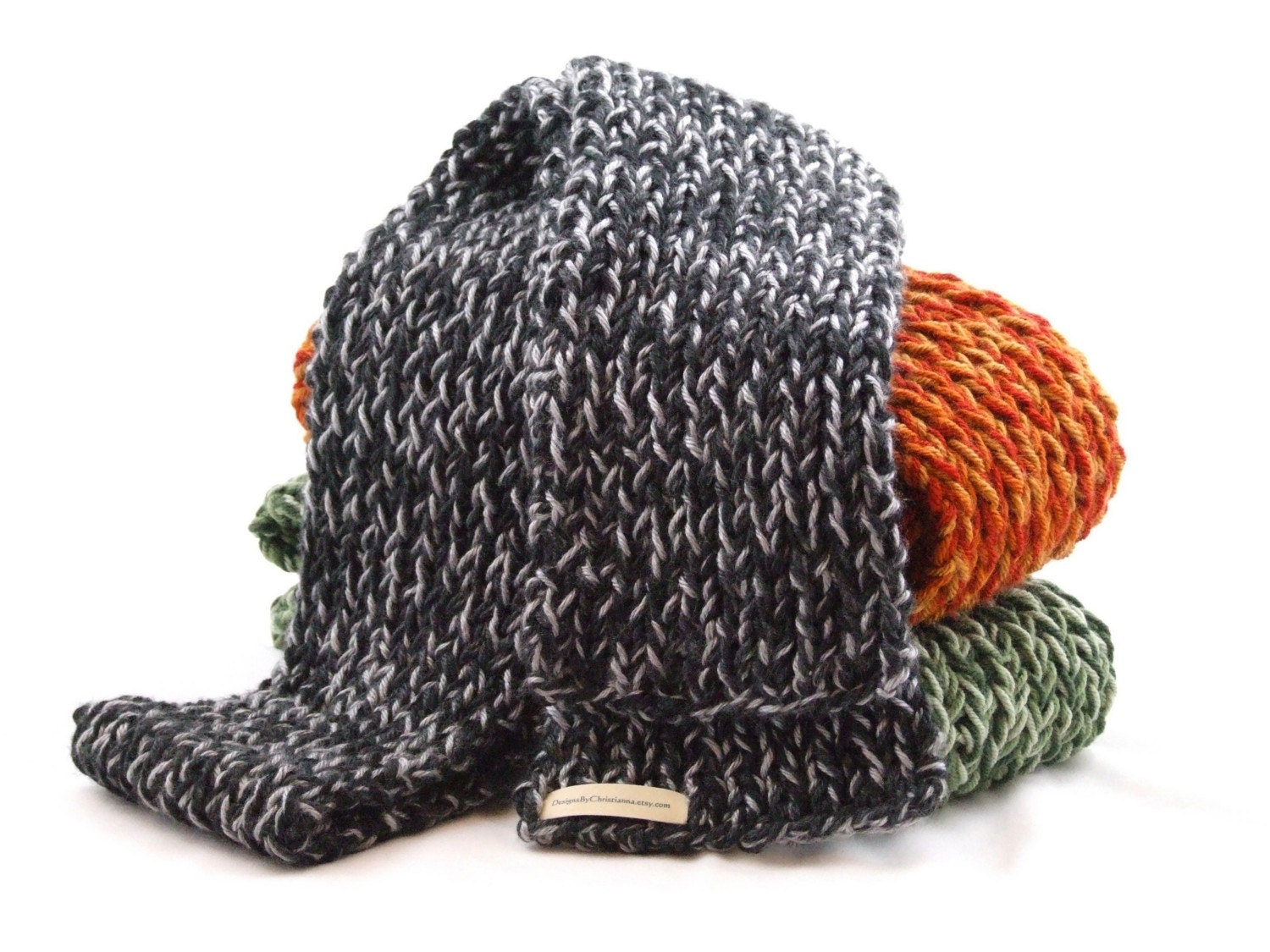 Rib Knit Scarf, Grey and Black, Extra Long,  Unisex, Man or Woman