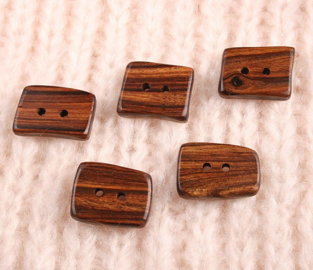 Tamboti Hardwood Buttons, Set of 5