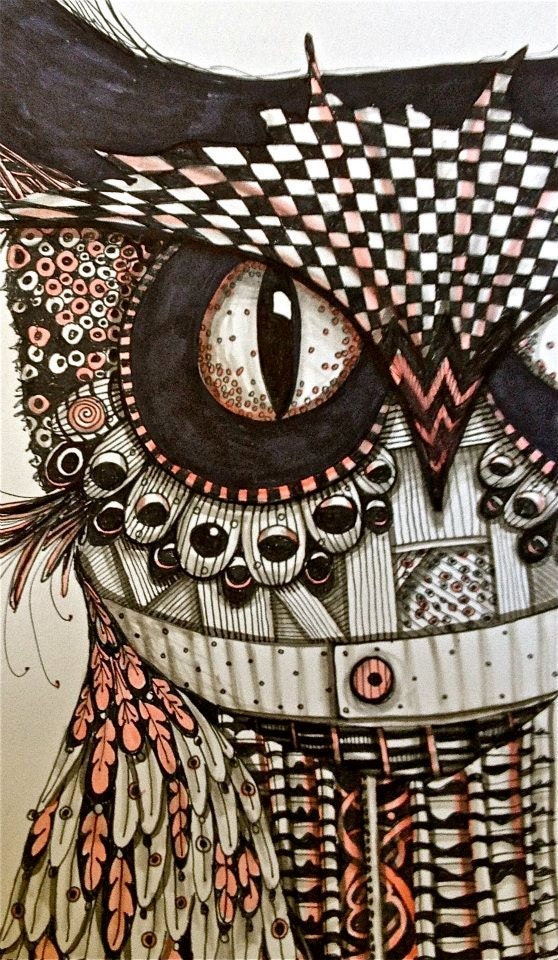 Illustration OWL Art Prints by Mary Vogel Lozinak srajd zentangle zen tangle10x14 inches