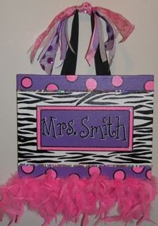 Personalized, Hand Painted Canvas Wall Art (12x12 red, white, zebra example)