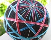 decorative ball home decor - hand embroidered  - japanese temari thread ball - fresh berries