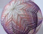 decorative ball home decor -  hand embroidered - japanese temari thread ball - pastel shimmer