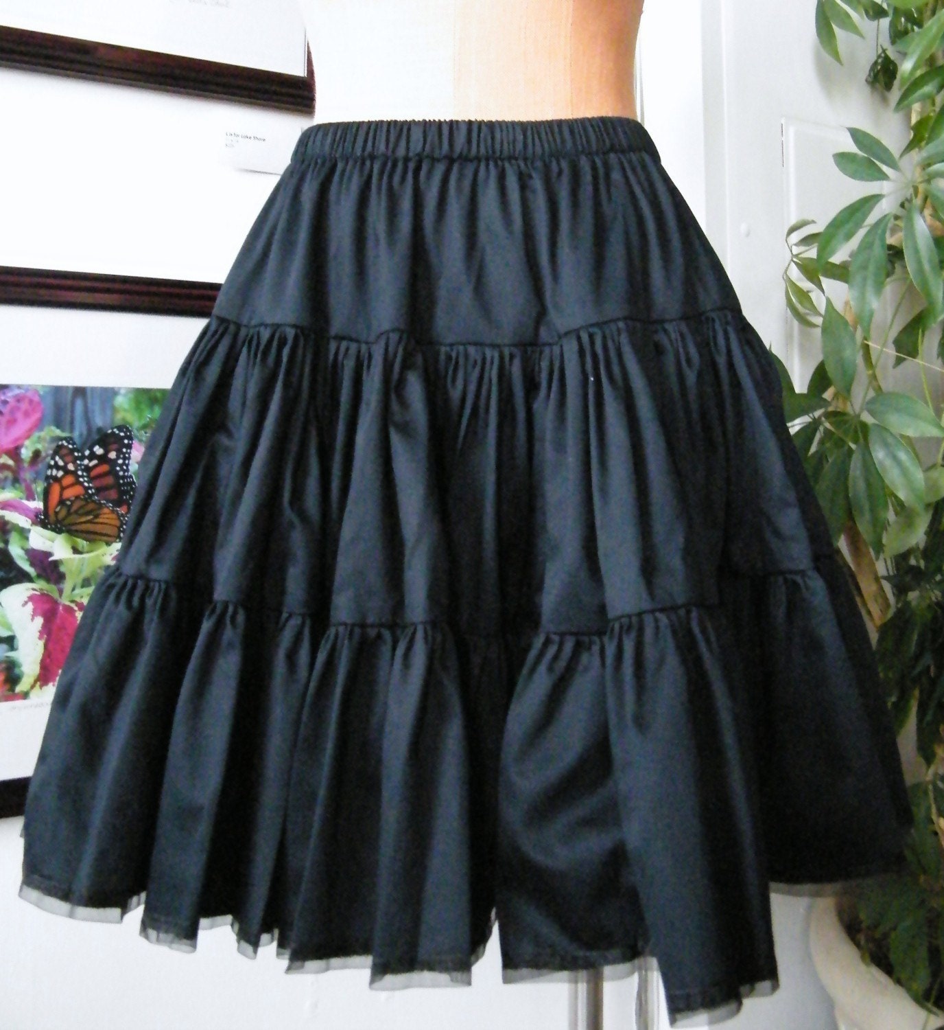 Gothic Loltia Petticoat Black Cotton Medium Fluff-Custom to your size XS,S,M,L,XL,XXL