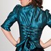 Steampunk Blouse Green Steam Turquoise High Necked with Chains-Custom to Order
