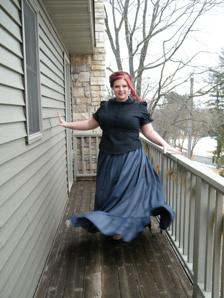 Plus Steampunk Skirt in Red Taffeta Long - Custom to your size 3X-5X