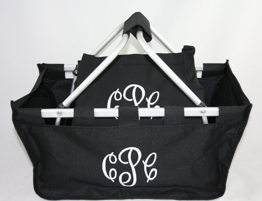 Monogrammed Apron & Market Tote Basket Gift Set Personalized Embroidered