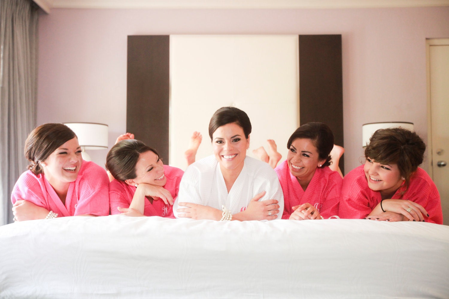 Bridesmaids Robe Monogrammed waffle weave personalized embroidered