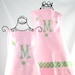 Personalized apron Mommy & Me Matching Pink Green Apron Set with Polka Dots Ribbon and Layered Name