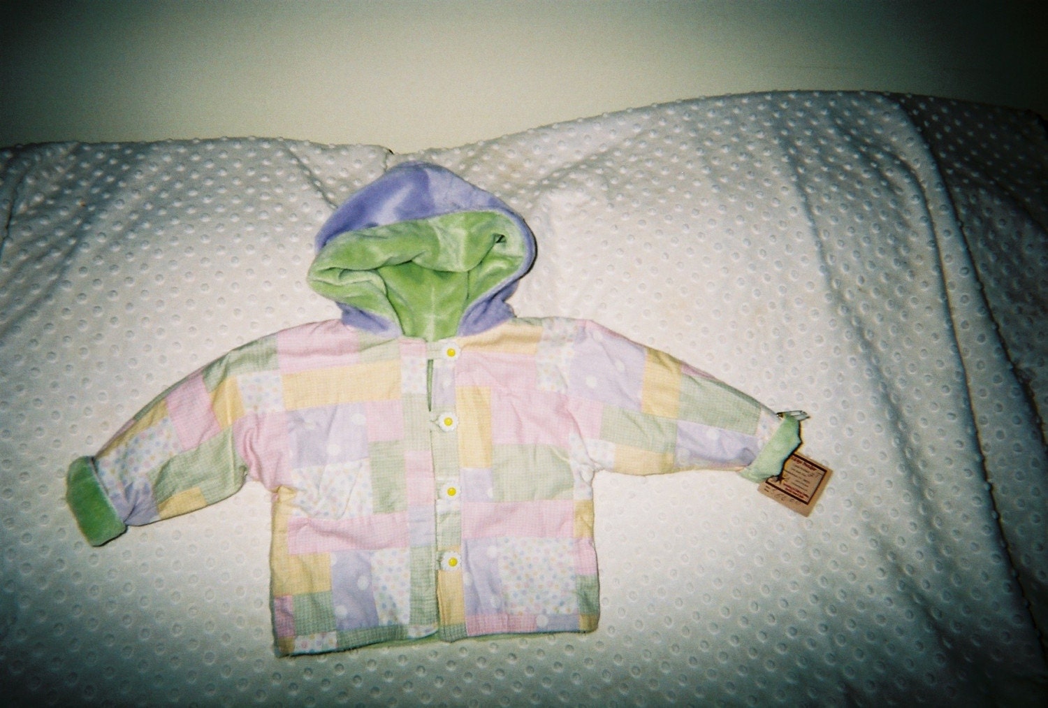 Girls Jacket,Patchwork with Hood,Minky Lined, Newborn,Indant,Toddler Girls