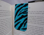 Turquoise and Black Zebra Print Magnetic Bookmark